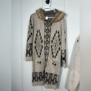 Northern Angel Boho Tribal Pattern Zip Cardigan Sweater Size Medium EUC